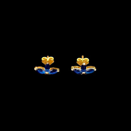 Noir Navy Stud Earrings (Pure Silver) - Gold