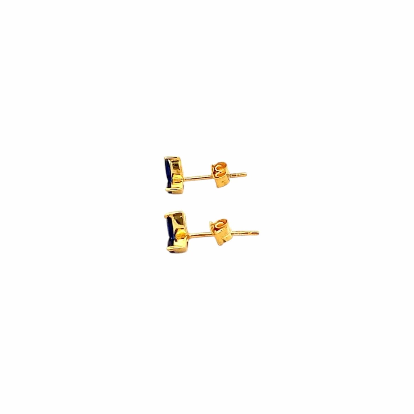Noir Navy Stud Earrings (Pure Silver) - Gold