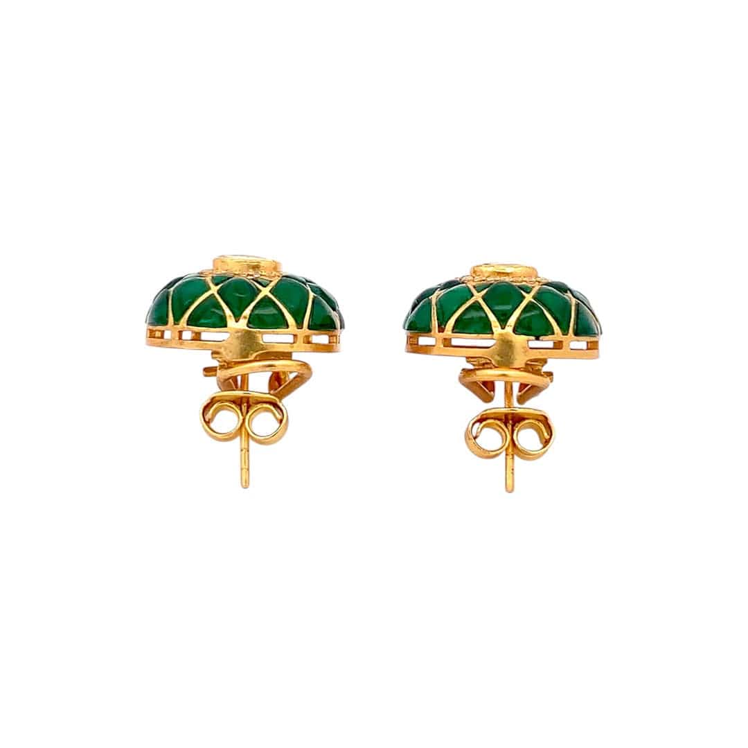 Kundan Royale Earrings (Pure Silver) - Green