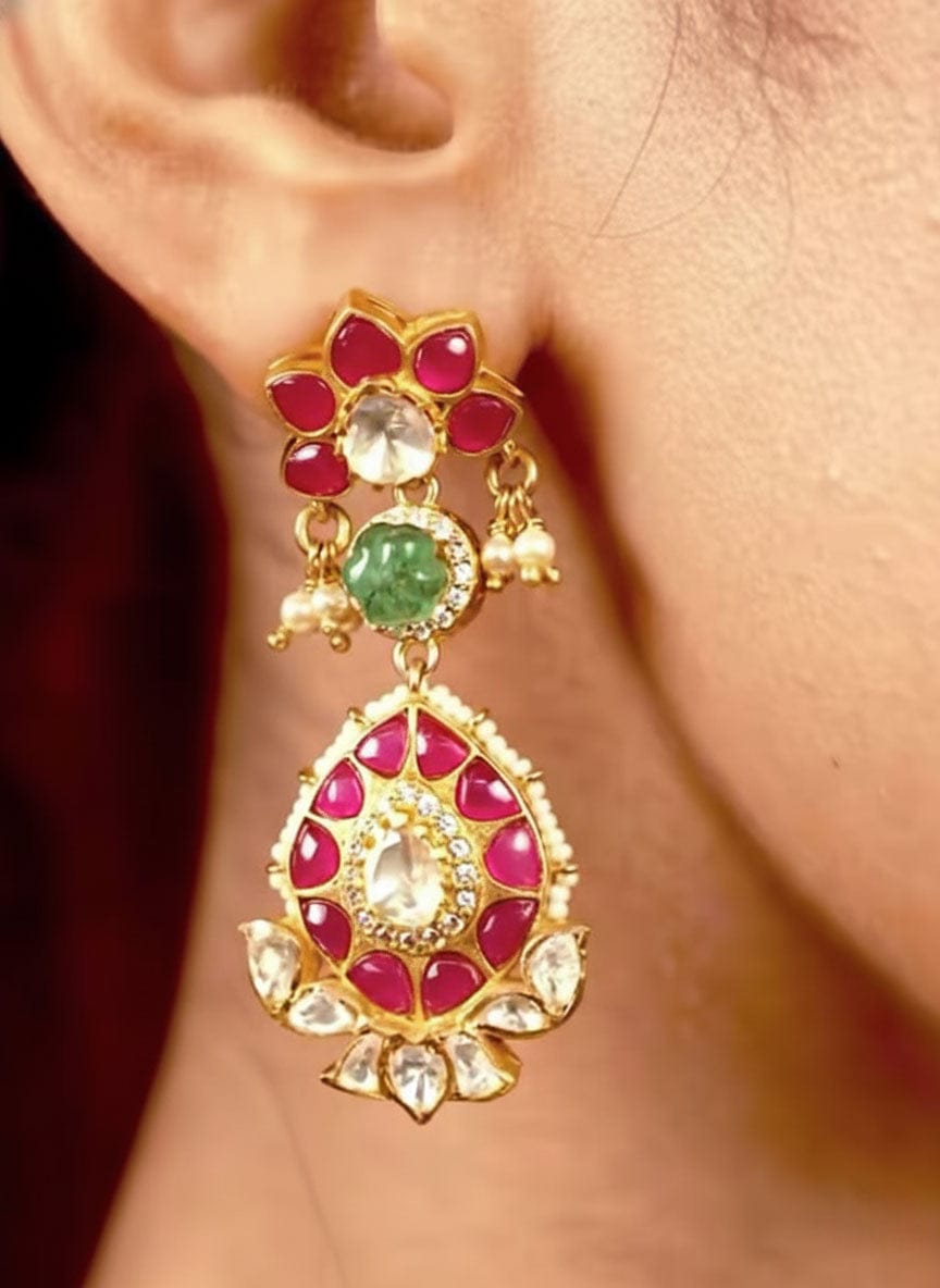 Gulpanna Royale Earrings (Pure Silver) - Pink