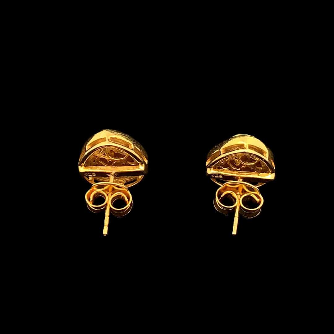 Rajwada Polki Earrings (Pure Silver) - Green