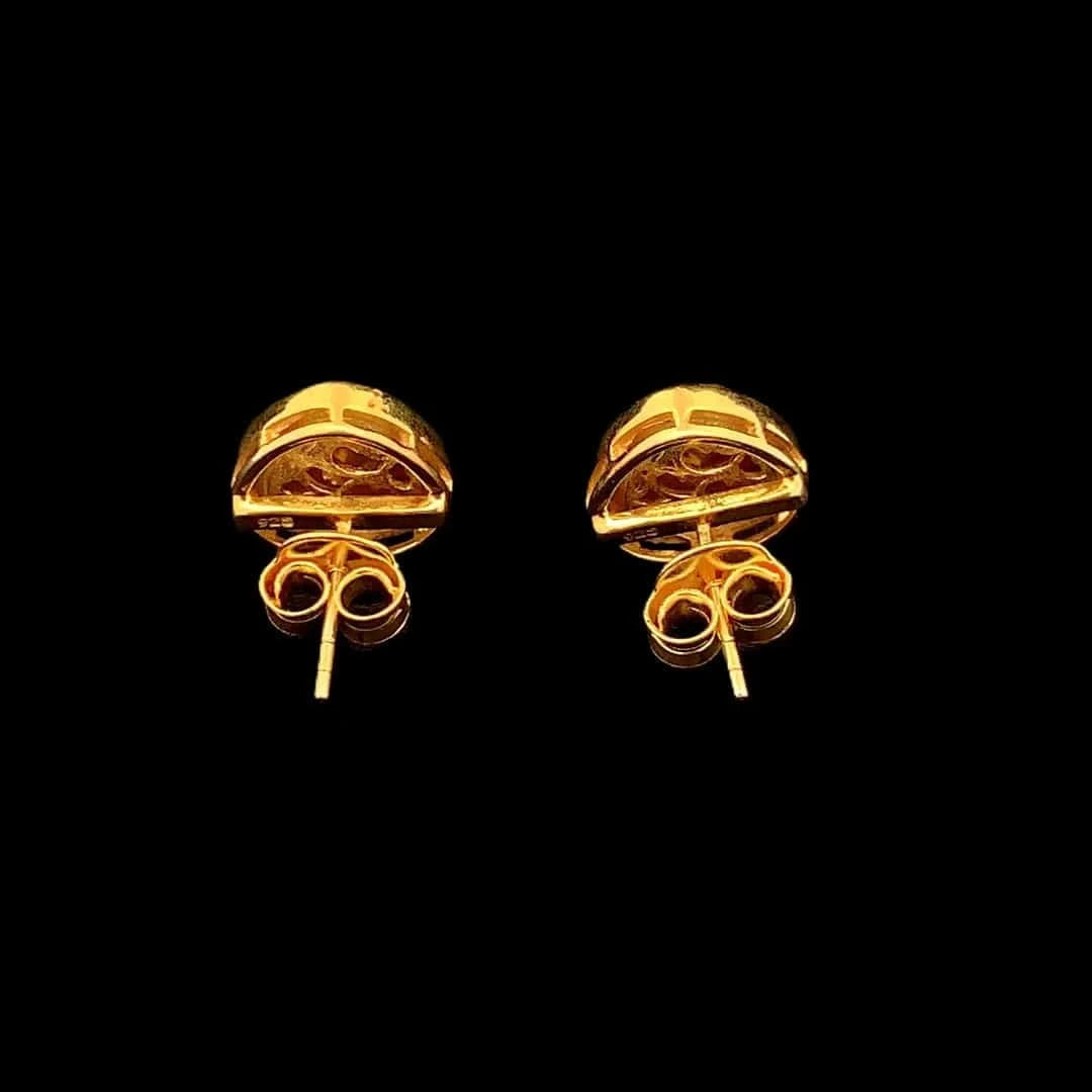 Rajwada Polki Earrings (Pure Silver) - Red