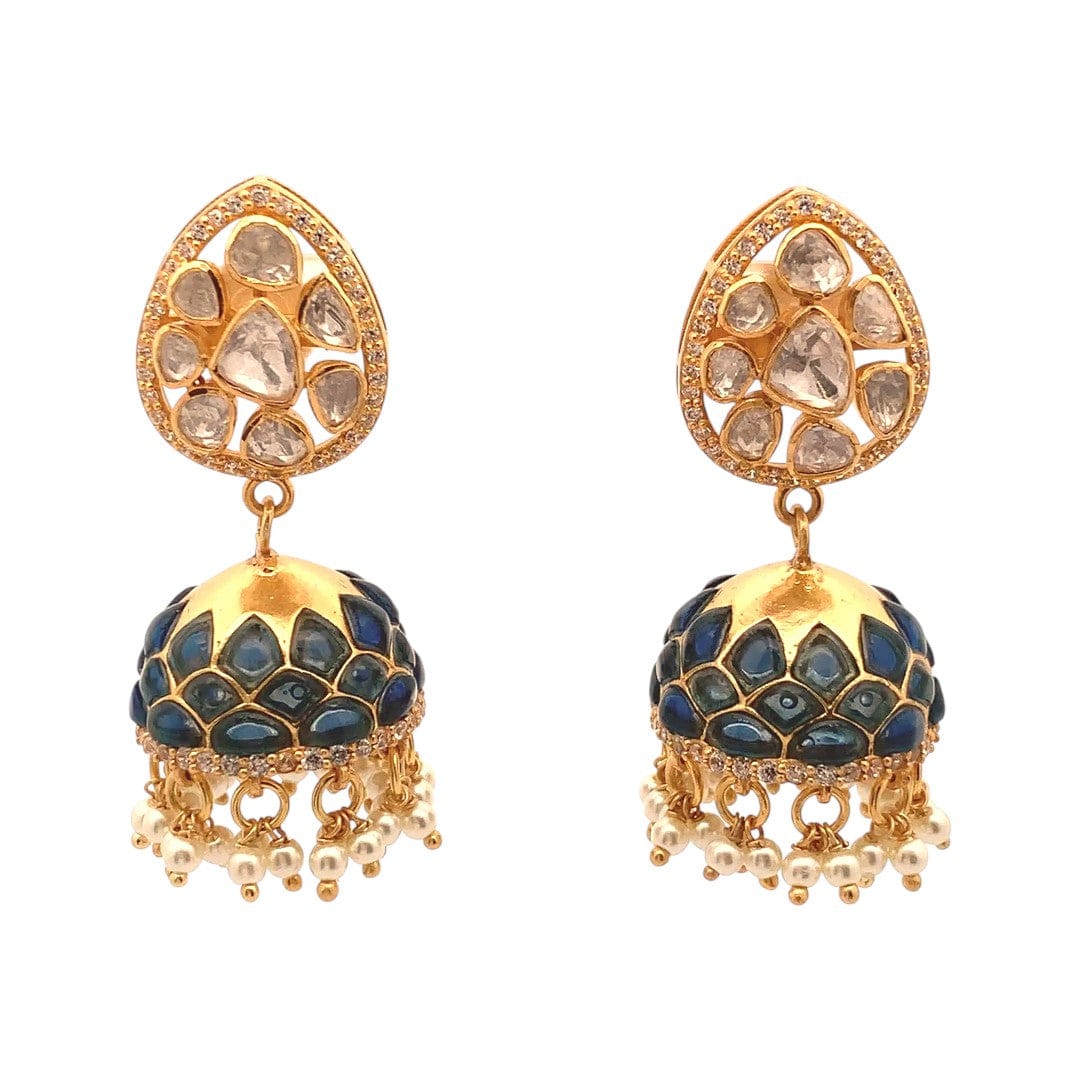 Sowparnika Jhumkas (Pure Silver) - Blue