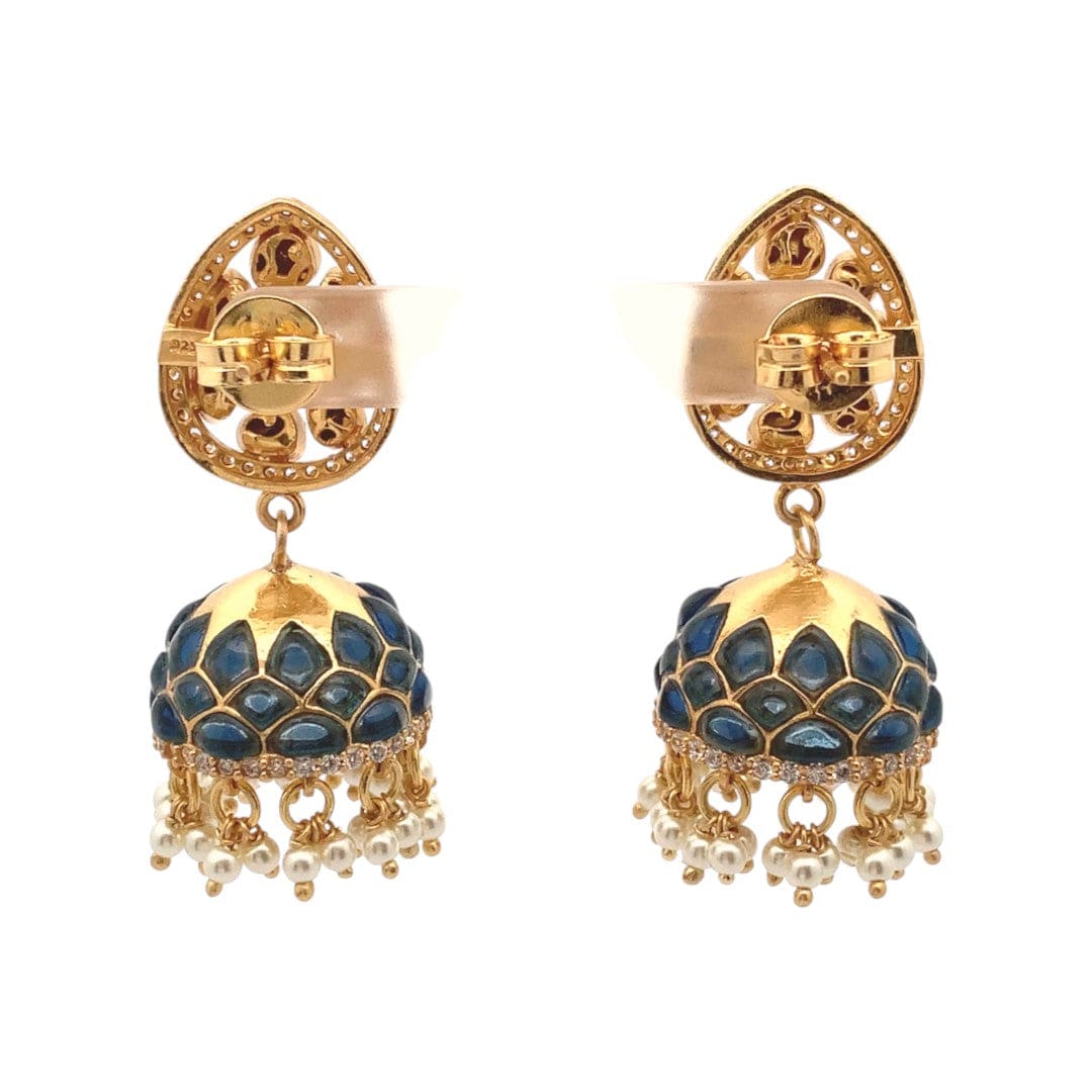 Sowparnika Jhumkas (Pure Silver) - Blue