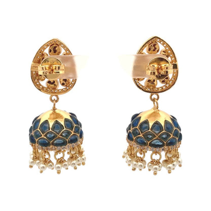 Sowparnika Jhumkas (Pure Silver) - Blue