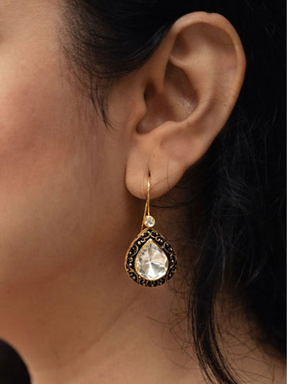 Meenakari Manika Earrings (Pure Silver) - Black