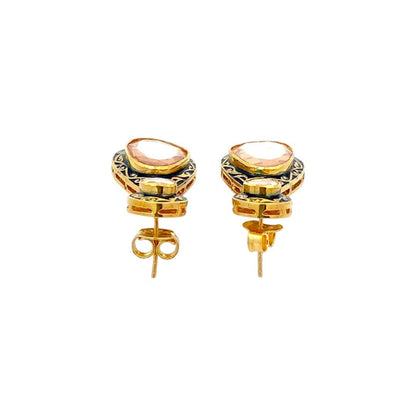 Tavira Meenakari Drops Earrings (Pure Silver) - Navy Blue