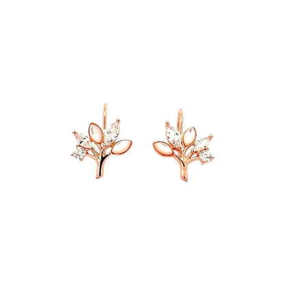 Crystal Vine Earrings (Pure Silver) - Rose Gold