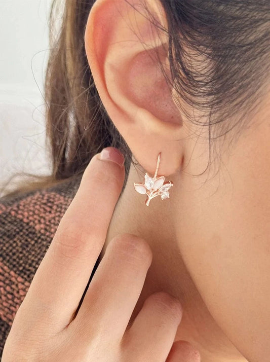 Crystal Vine Earrings (Pure Silver) - Rose Gold