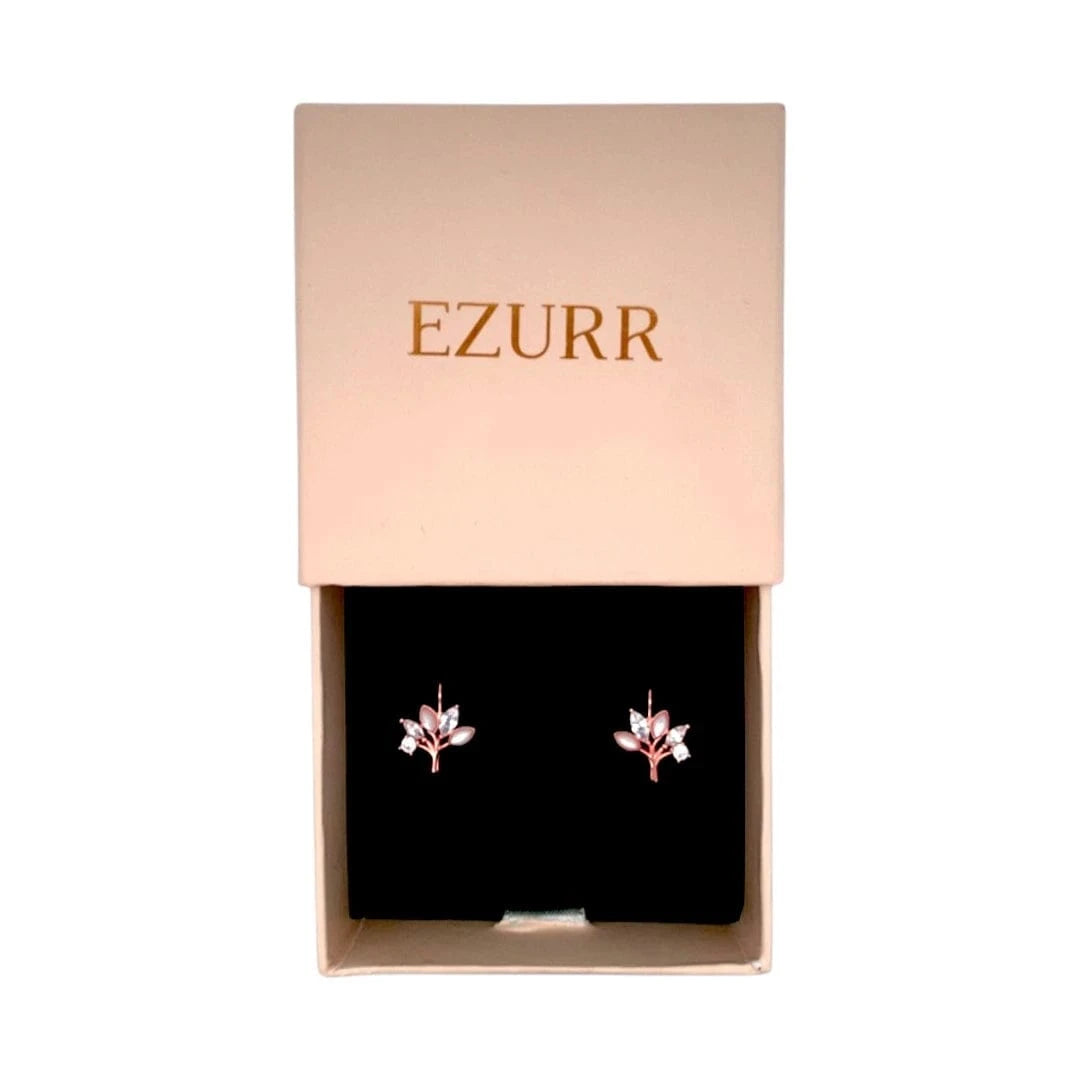 Crystal Vine Earrings (Pure Silver) - Rose Gold