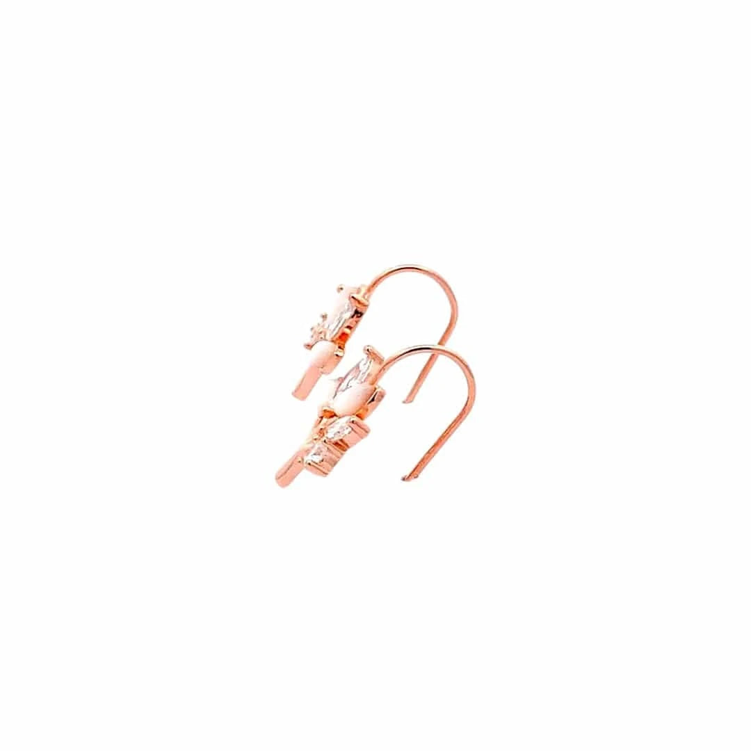 Crystal Vine Earrings (Pure Silver) - Rose Gold