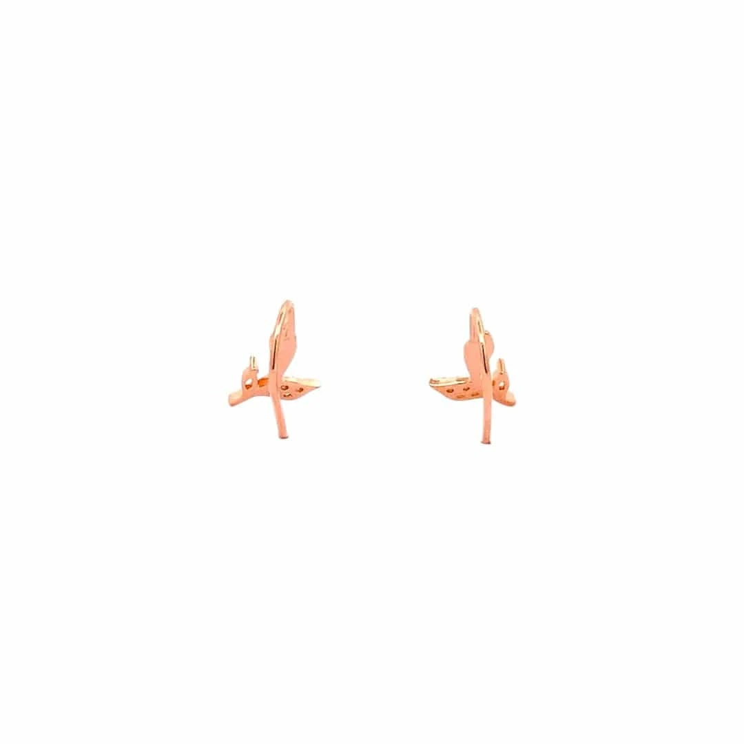 Tiny Leaf Hook Earrings (Pure Silver) - Rose Gold