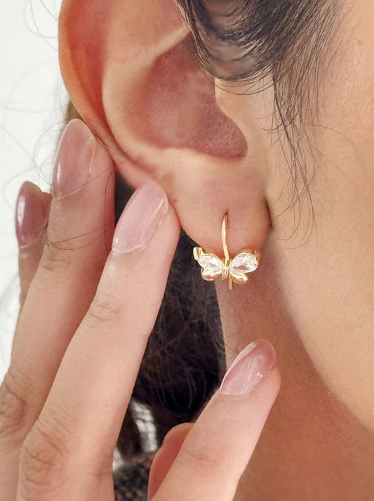 Fluttering Wings Earrings (Pure Silver) - Gold