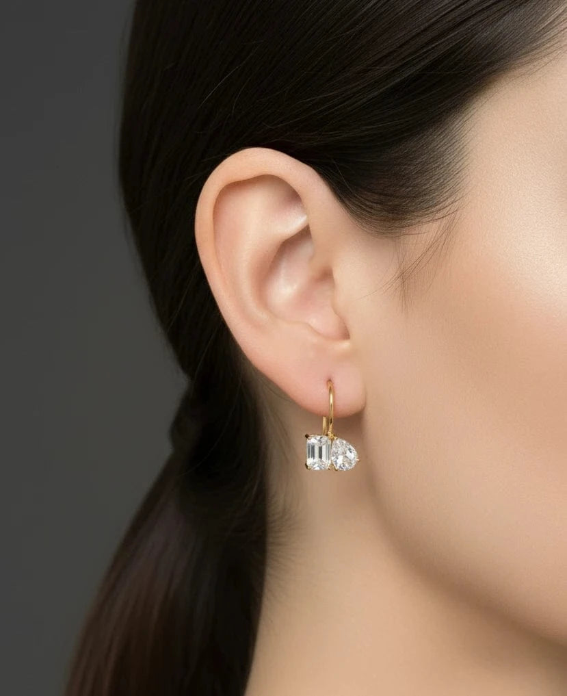 Toi et Moi Earrings (Pure Silver) - Gold