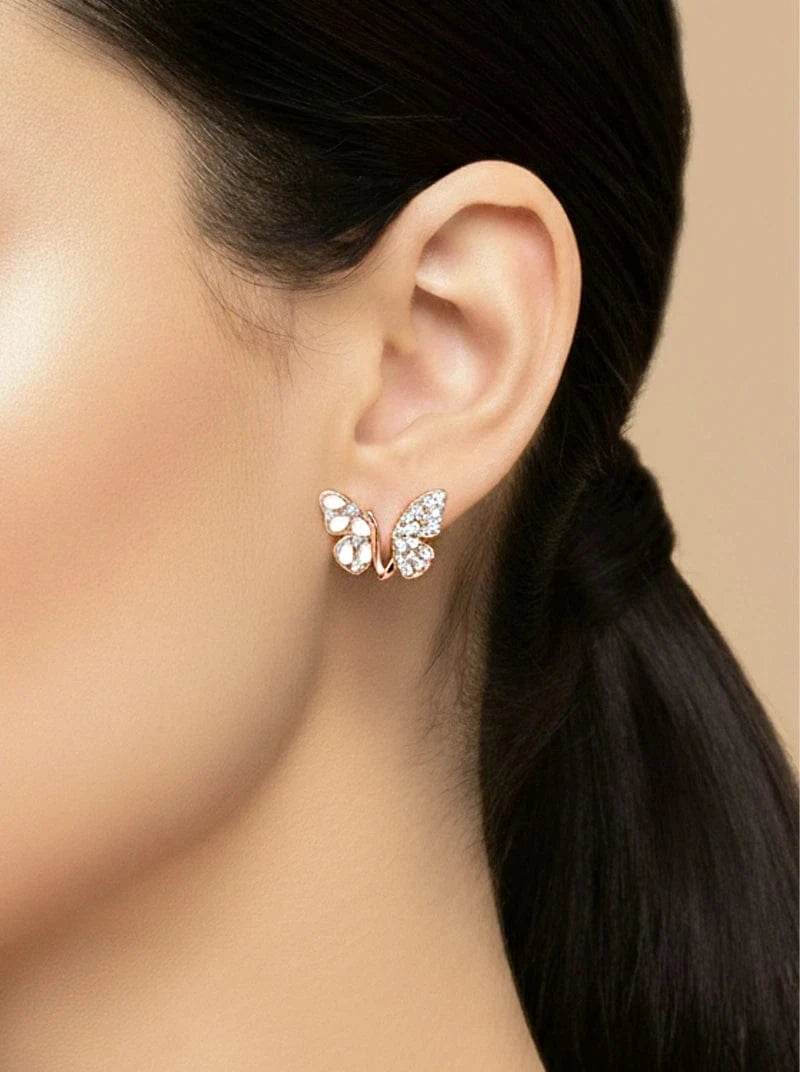 Aurora Wings Earrings (Pure Silver) - Rose Gold