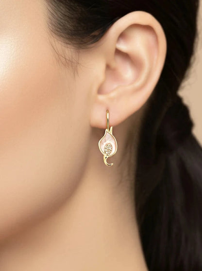 Pearlesque Leaf Earrings (Pure Silver) - Gold
