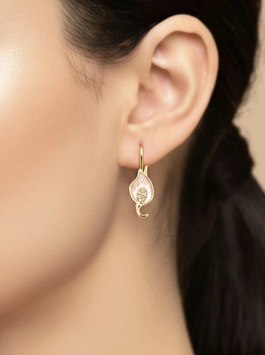 Pearlesque Leaf Earrings (Pure Silver) - Gold