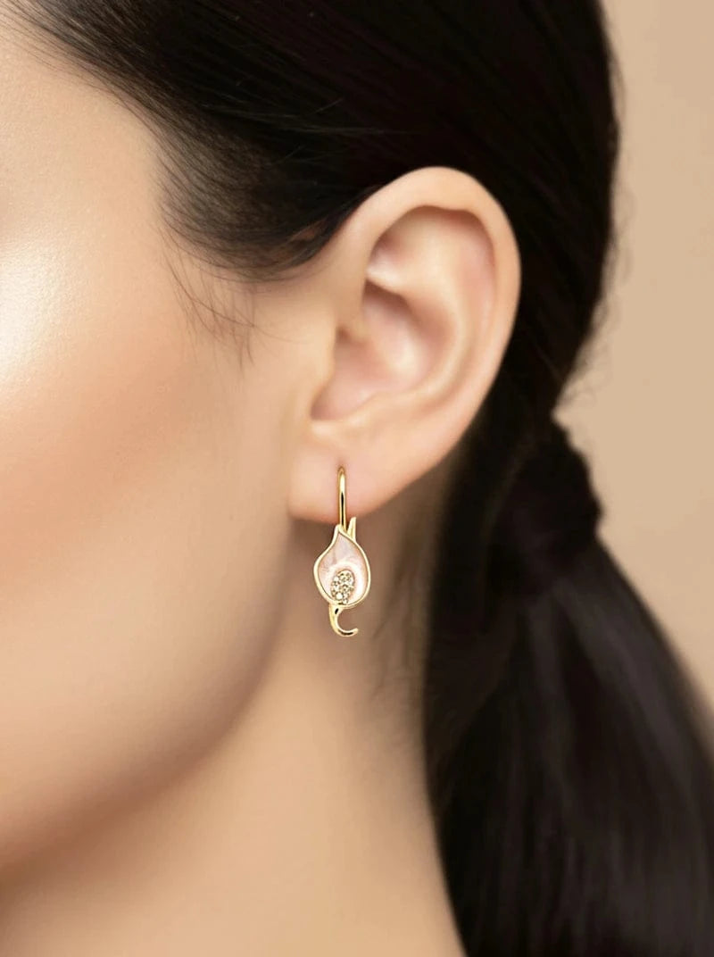 Pearlesque Leaf Earrings (Pure Silver) - Gold