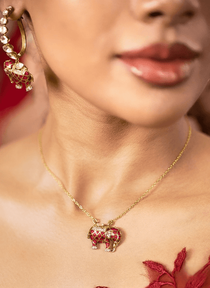 Matangini Royale Necklace Set (Pure Silver) - Majenta