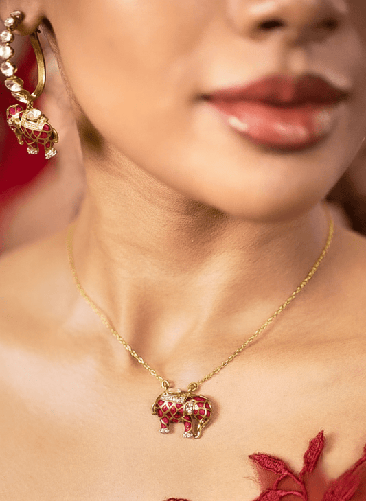 Matangini Royale Necklace Set (Pure Silver) - Majenta