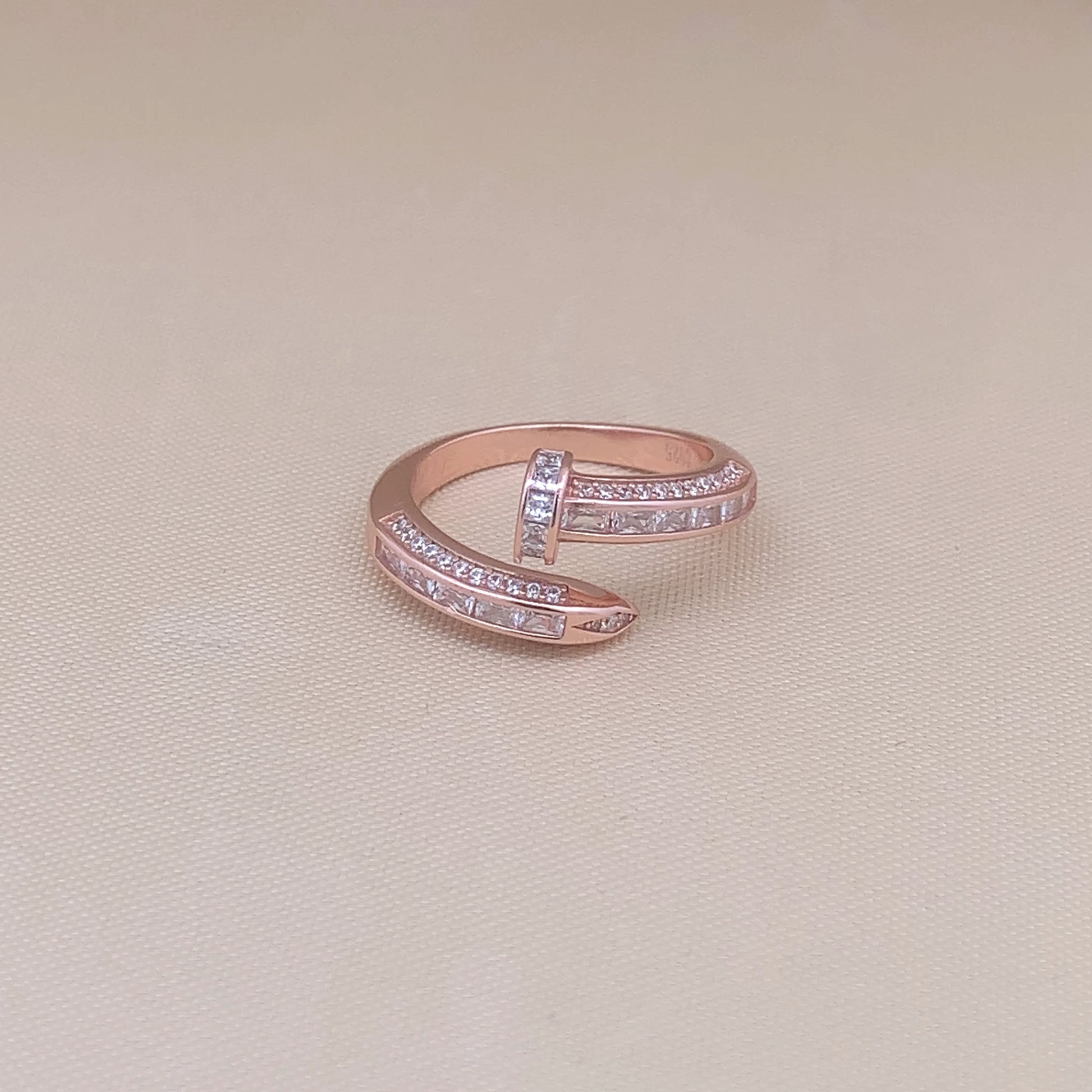 Dazzling Nail Adjustable Ring Rose Gold