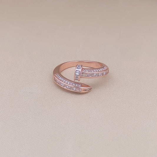 Dazzling Nail Adjustable Ring Rose Gold