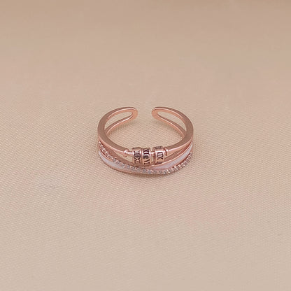 Cross Over Roman Numeral Adjustable Ring Rose Gold