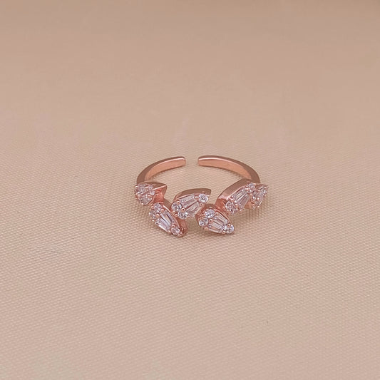 Enticing Leaves Adjustable Ring Rose Gold