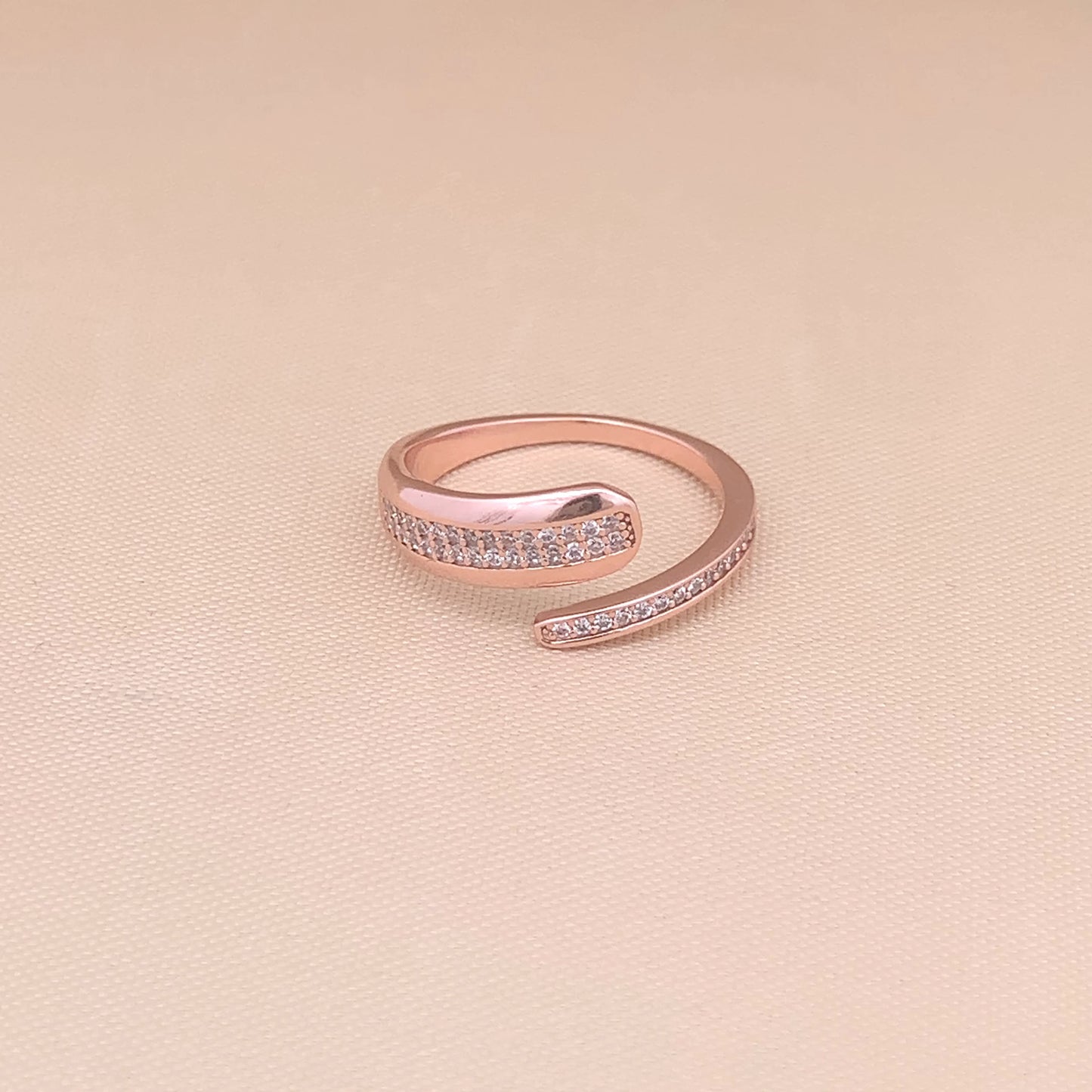 Zircon Sparkle Adjustable Ring Rose Gold