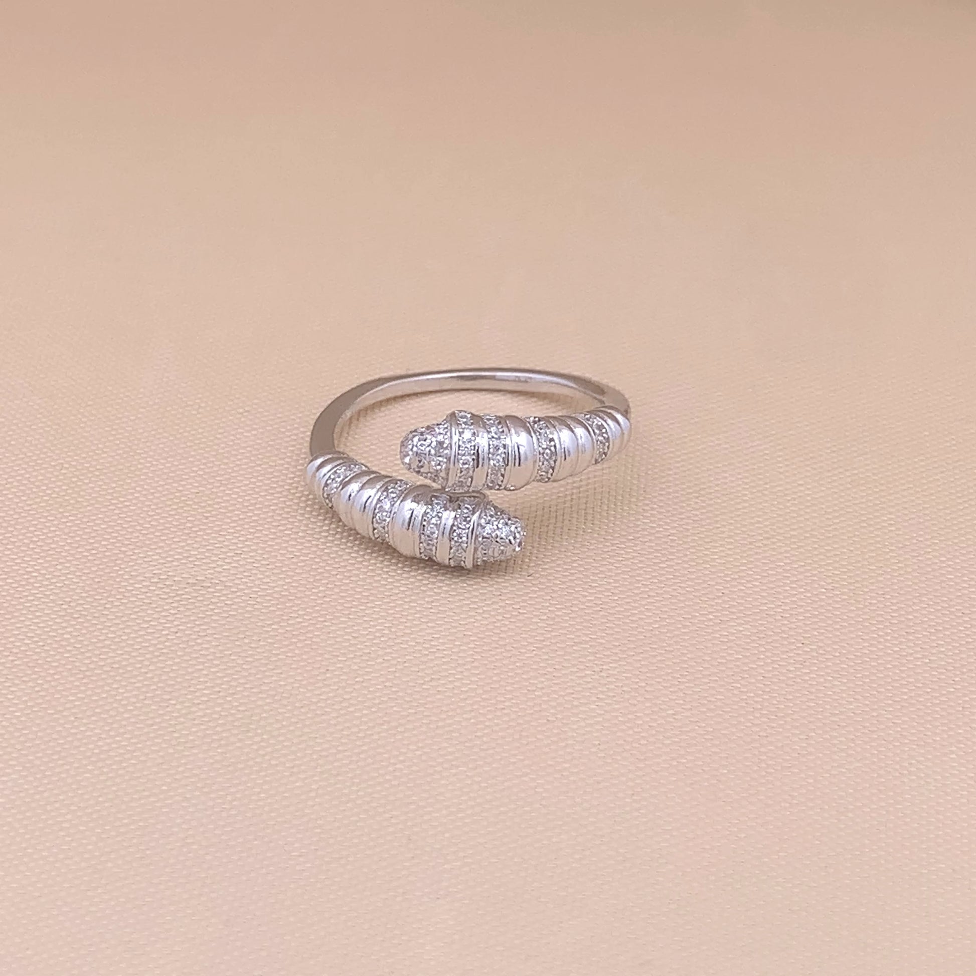 Radiant Zircon Adjustable Ring Silver