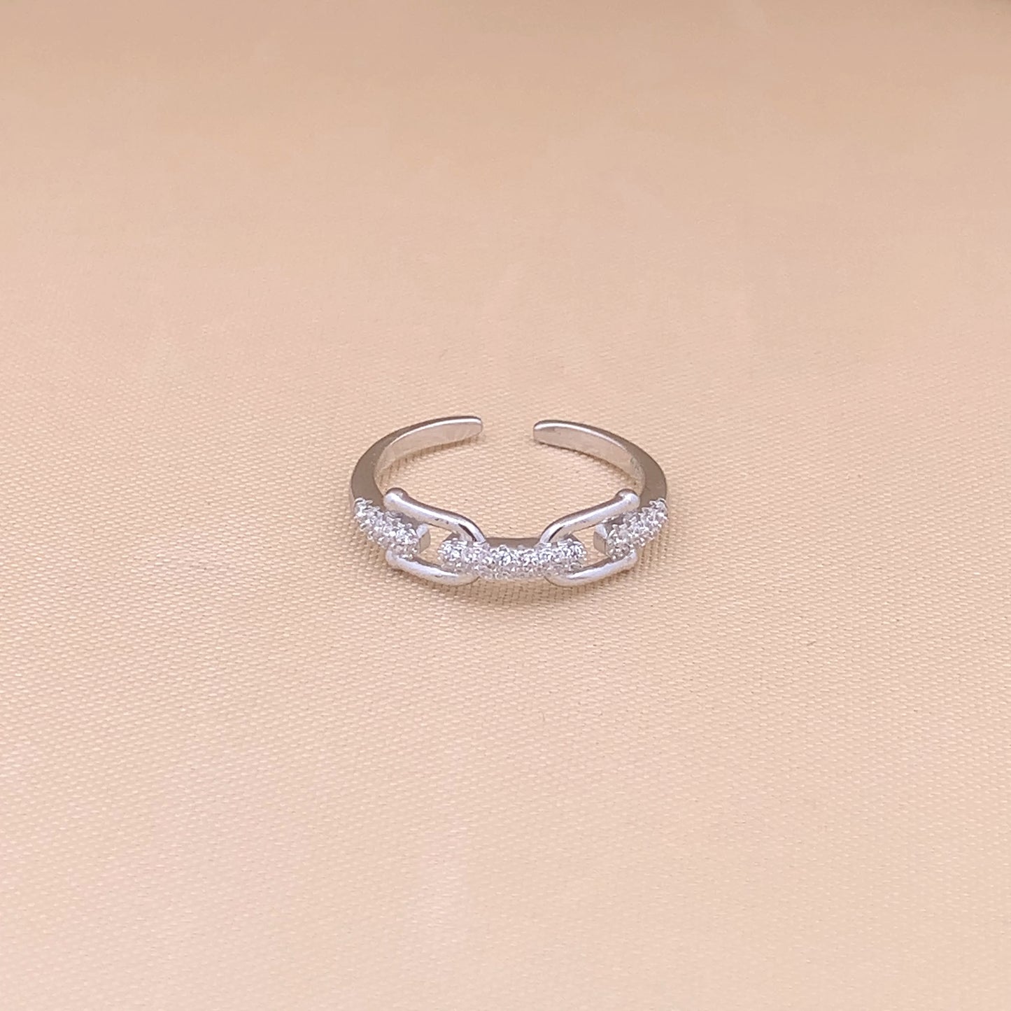 Curb Chain Adjustable Ring Silver