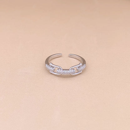 Curb Chain Adjustable Ring Silver