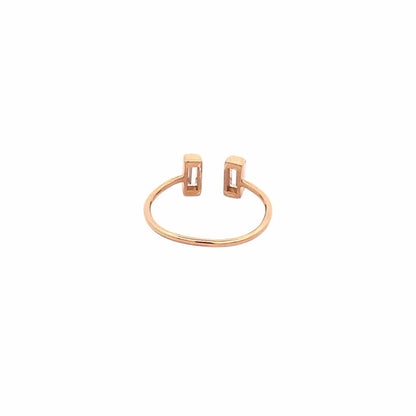 Crystal Baguette Open Ring (Pure Silver) - Rose Gold