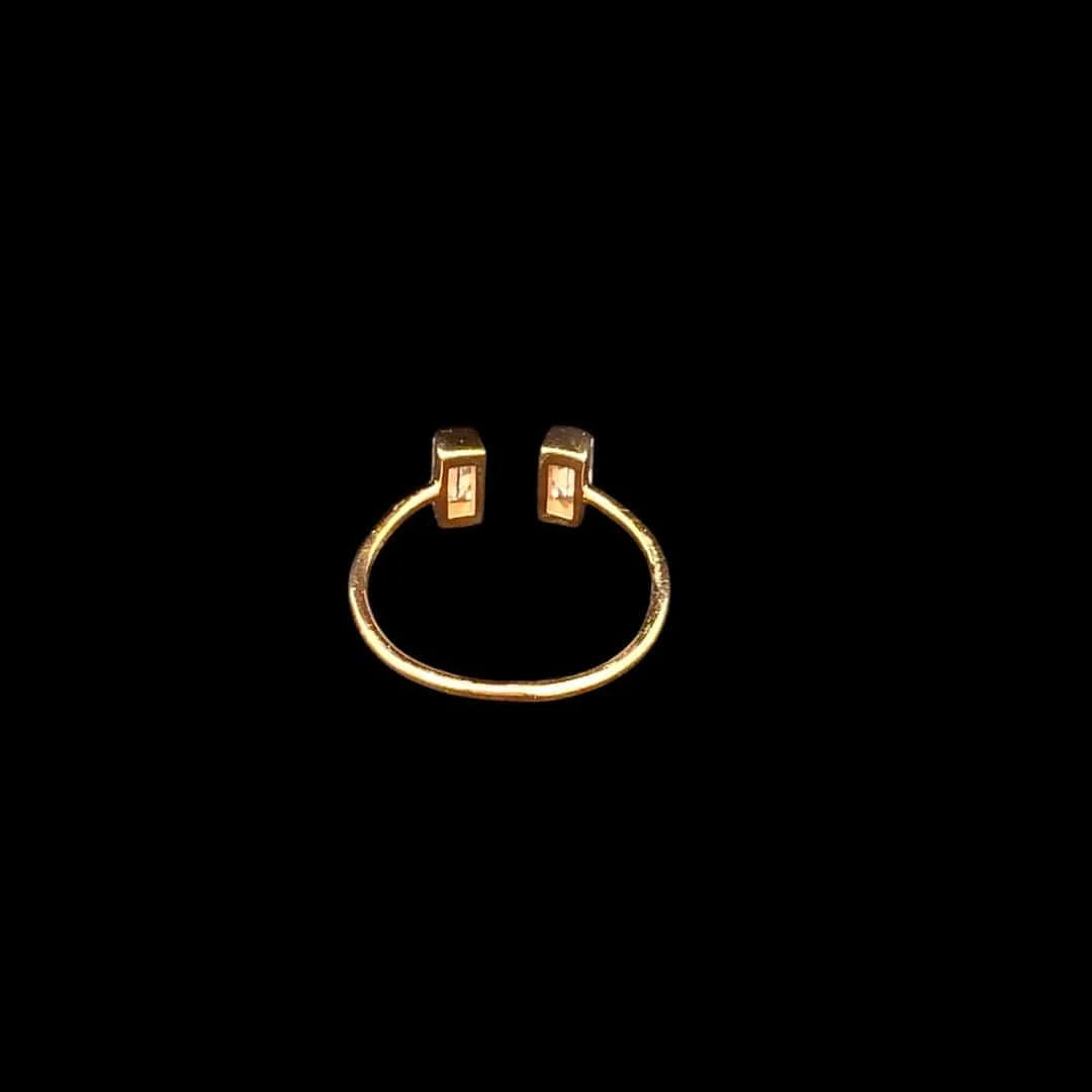 Crystal Baguette Open Ring (Pure Silver) - Rose Gold