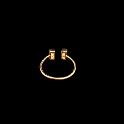 Crystal Baguette Open Ring (Pure Silver) - Rose Gold