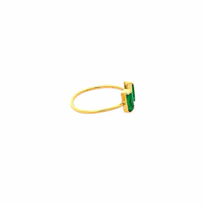 Mystic Green Baguette Open Ring (Pure Silver) - Gold