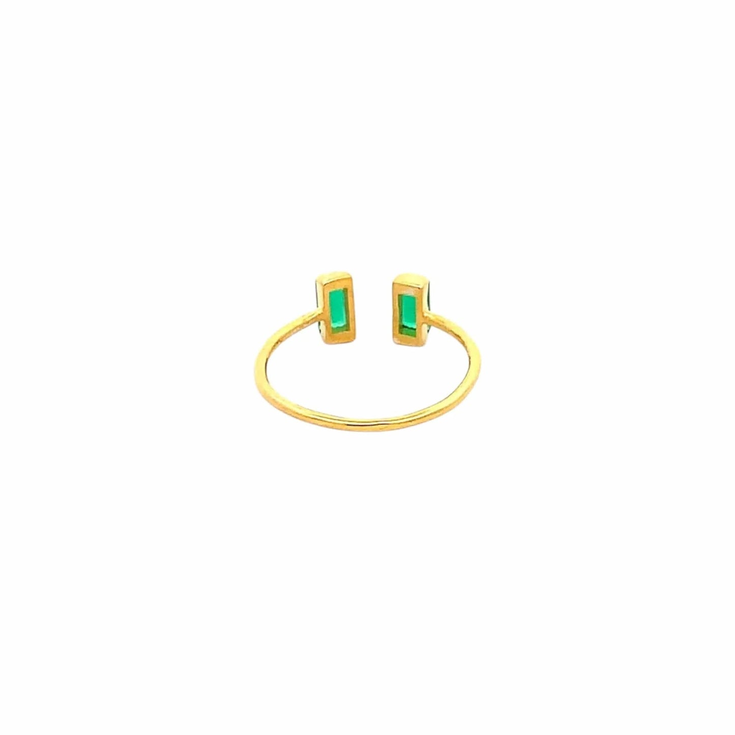Mystic Green Baguette Open Ring (Pure Silver) - Gold