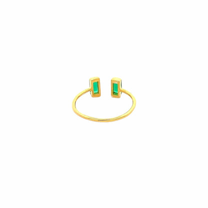 Mystic Green Baguette Open Ring (Pure Silver) - Gold