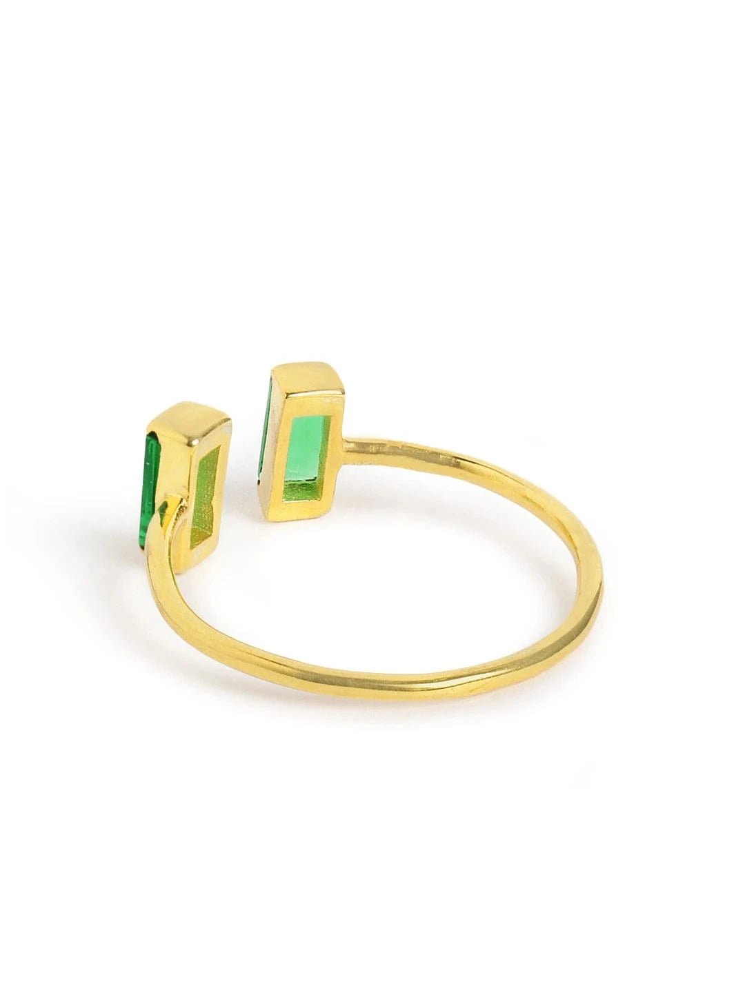 Mystic Green Baguette Open Ring (Pure Silver) - Gold