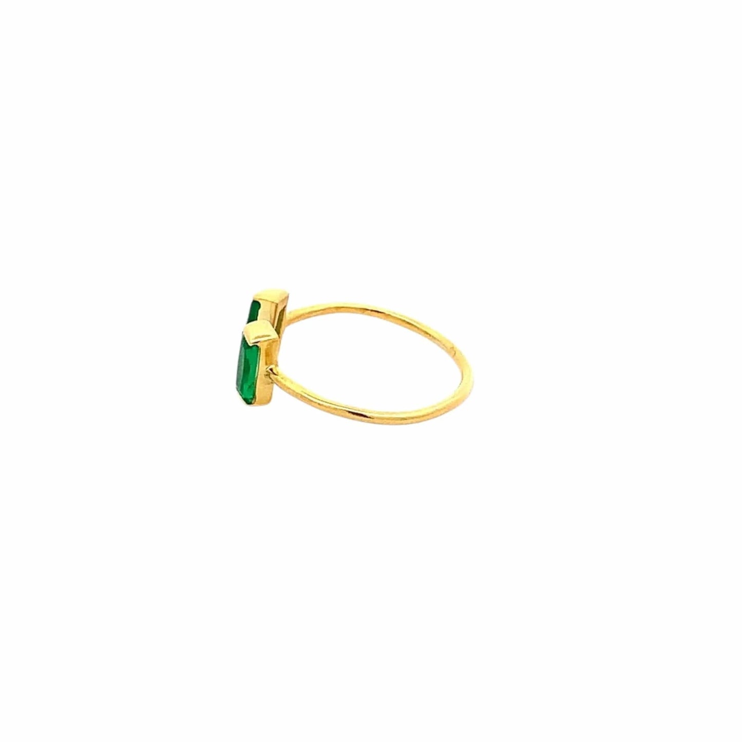 Mystic Green Baguette Open Ring (Pure Silver) - Gold