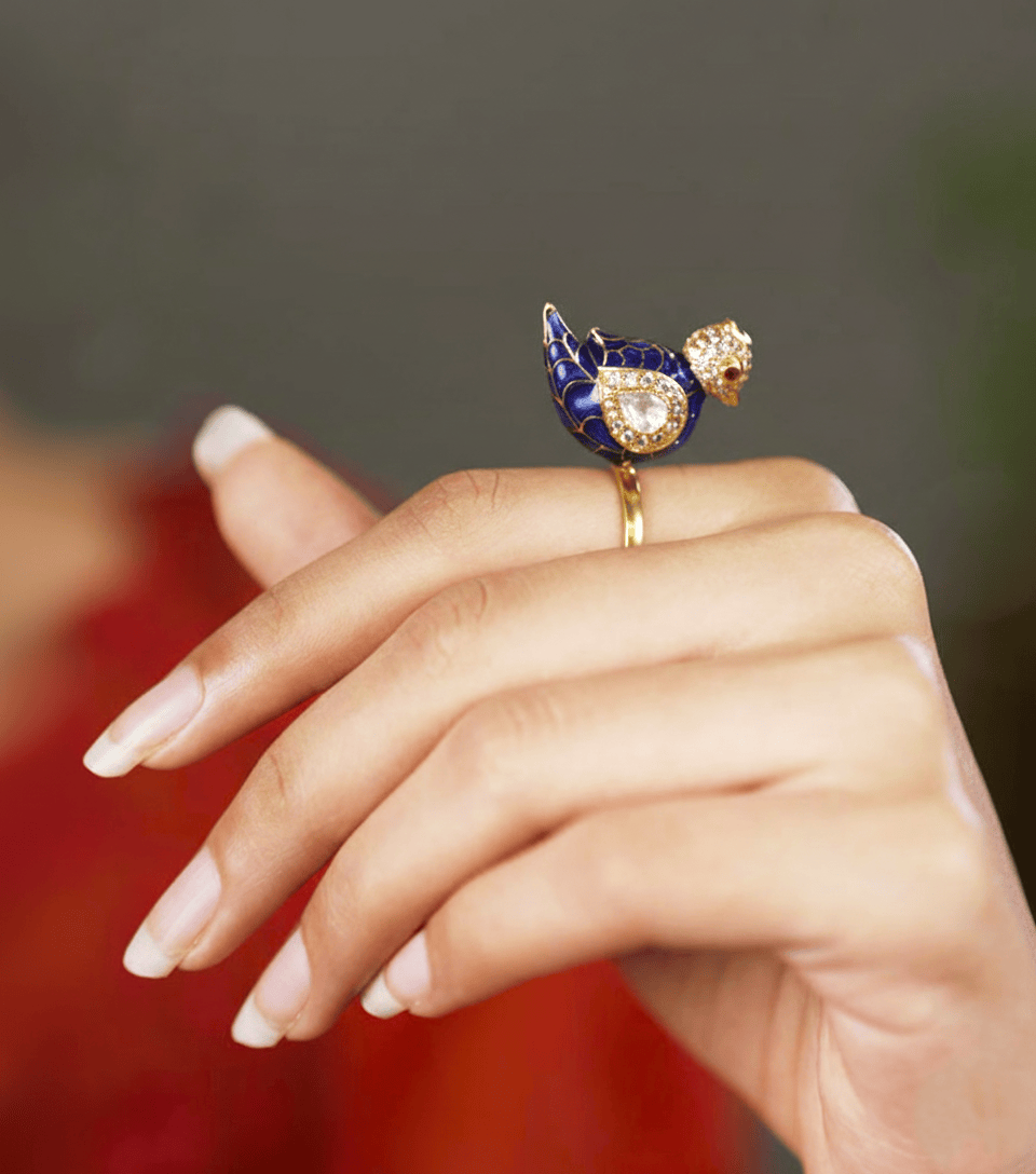 Empress Parrot Ring (Pure Silver) - Blue