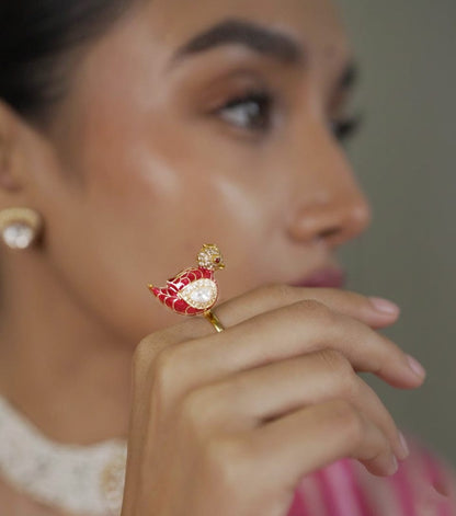 Empress Parrot Ring (Pure Silver) - Orange