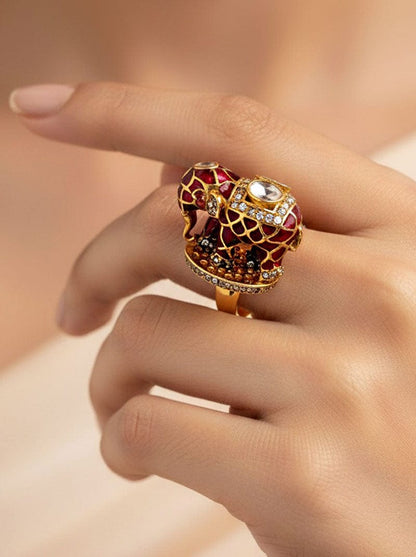 Gajraj Royale Ring (Pure Silver) - Majenta