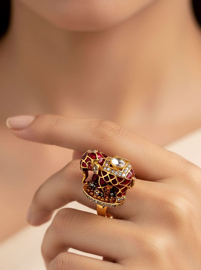 Gajraj Royale Ring (Pure Silver) - Majenta