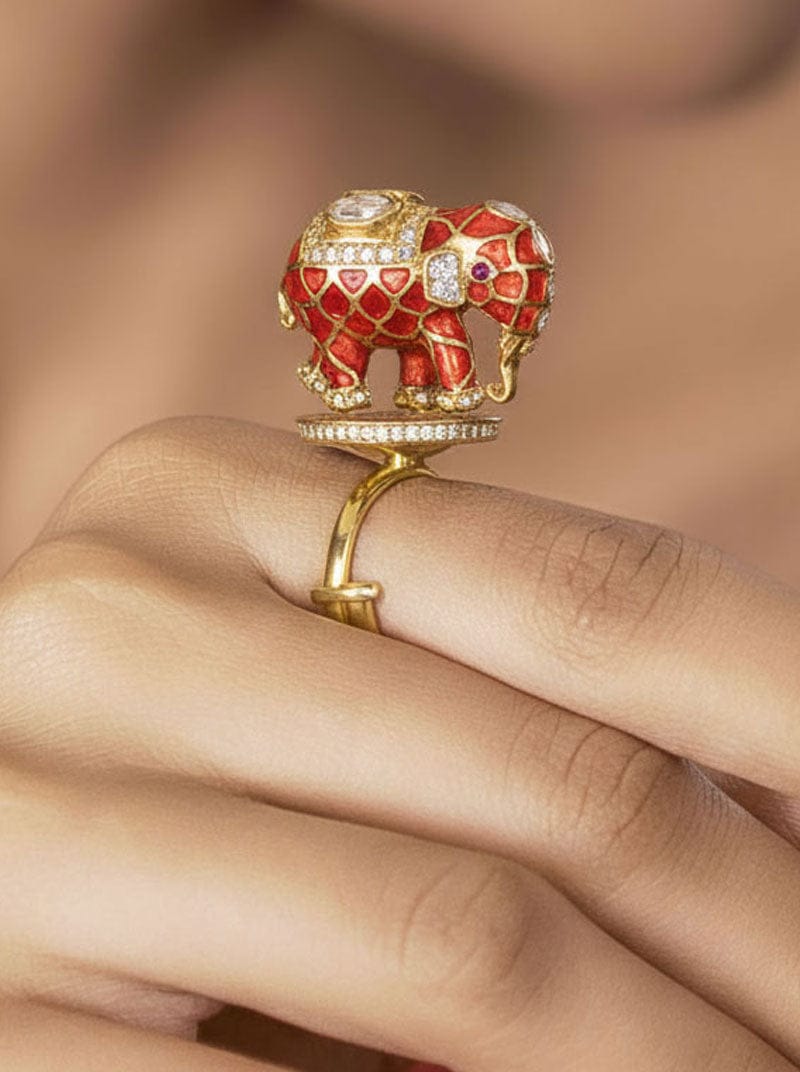 Gajraj Royale Ring (Pure Silver) - Orange