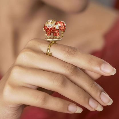 Gajraj Royale Ring (Pure Silver) - Orange