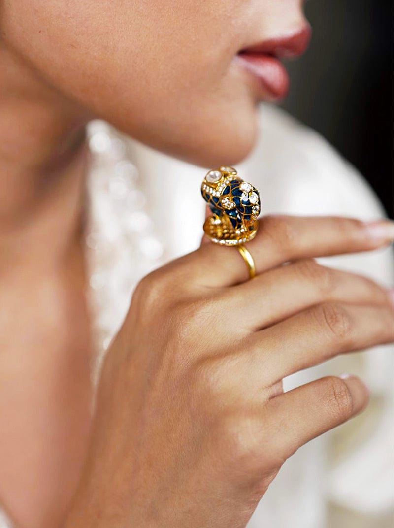 Gajraj Royale Ring (Pure Silver) - Teal