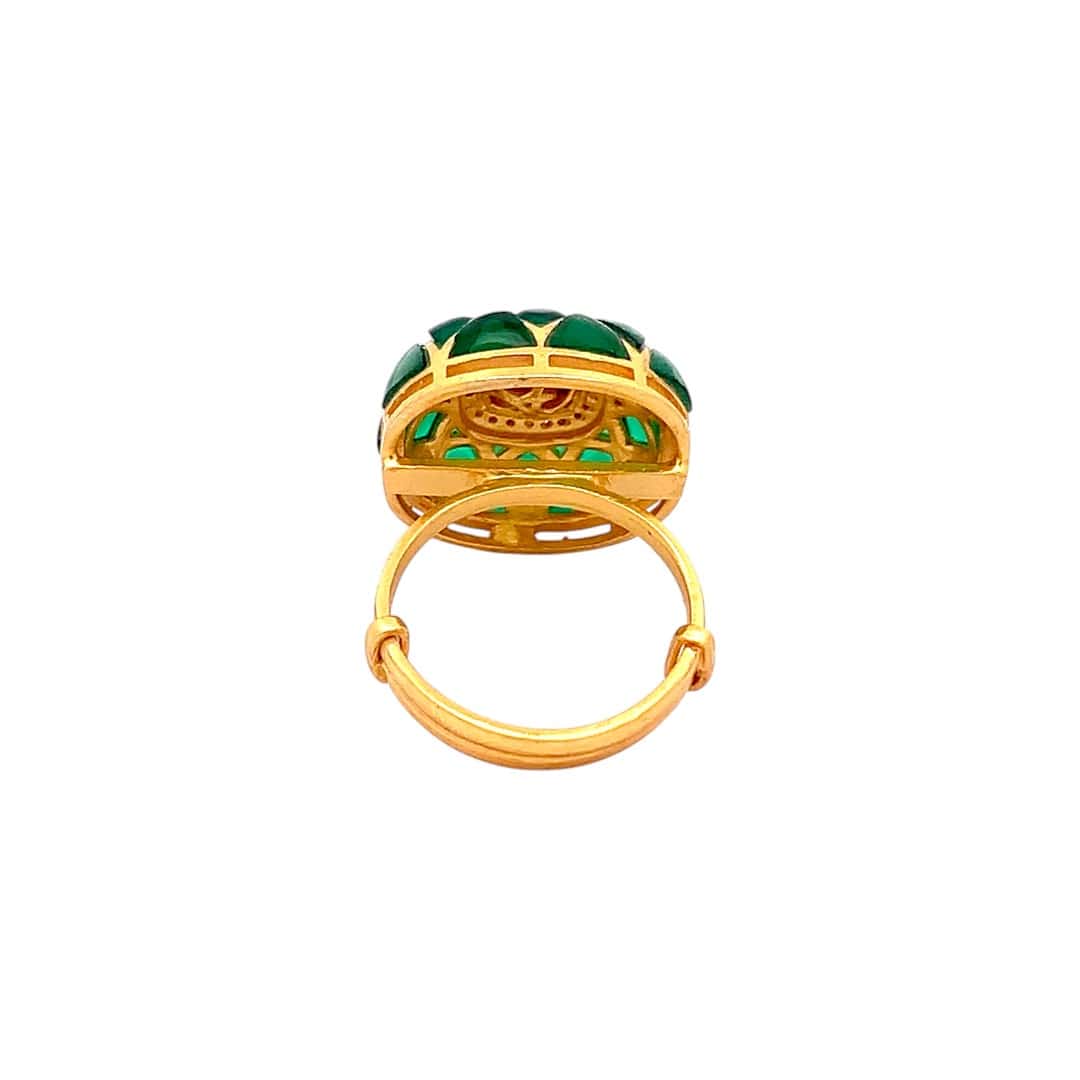 Kundan Royale Ring (Pure Silver) - Green