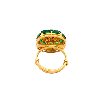 Kundan Royale Ring (Pure Silver) - Green