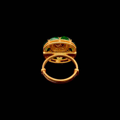 Kundan Royale Ring (Pure Silver) - Green